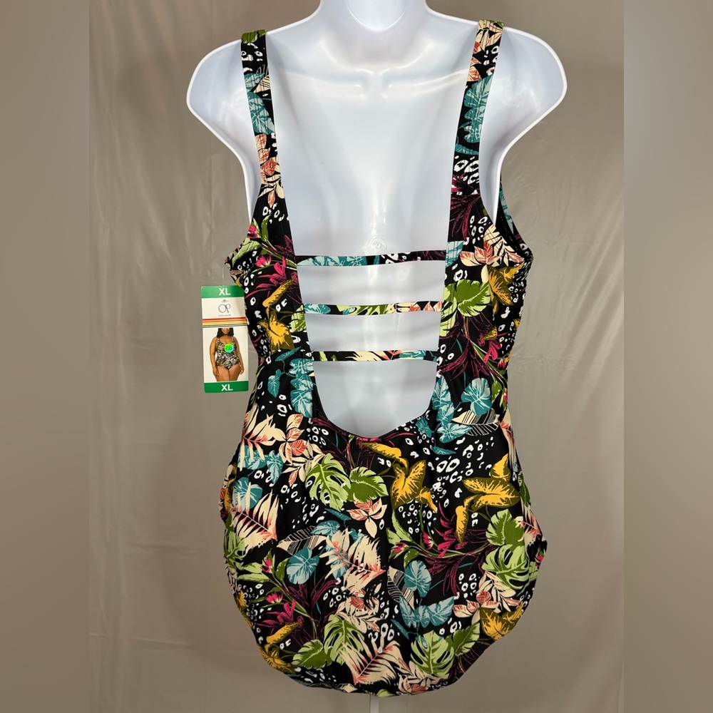 OP Ocean Pacific Tropical One Piece Swimsuit XL Multicolor NWT - Picture 2 of 6